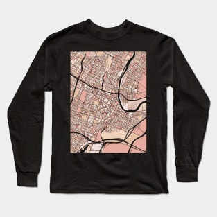 Newark Map Pattern in Soft Pink Pastels Long Sleeve T-Shirt